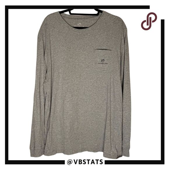 Southern Tide Men's Christmas Snowflake Graphic Long Sleeve T-Shirt Gray XL - Picture 1 of 8